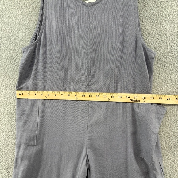 Hunter & Brown Linen Blend Lagenlook Wide Leg Jumpsuit Overalls Gray Small - Picture 7 of 15